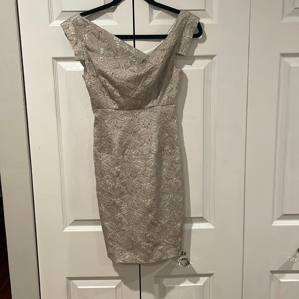 Black Halo Tan Lace Dress